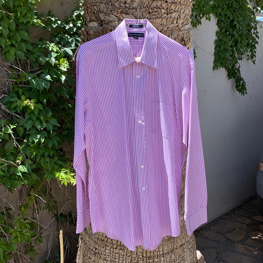 Saks Fifth Avenue Stripped Button Down Shirt | 16